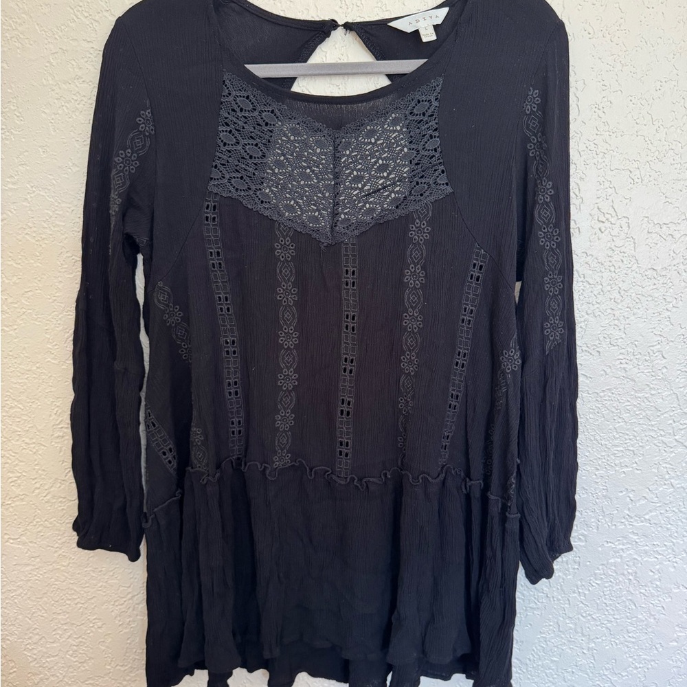 Adiva Black Lace Detail Blouse